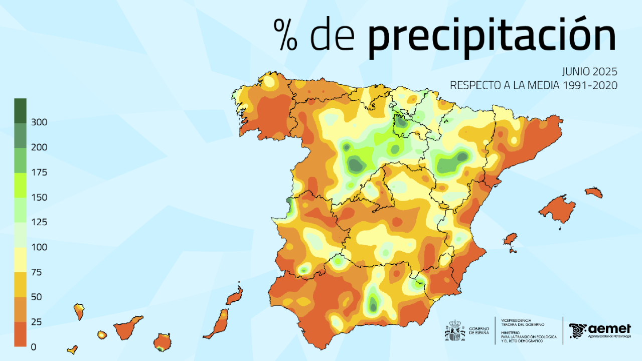 Balance climático de la AEMET del mes de junio de 2025 5 tabla