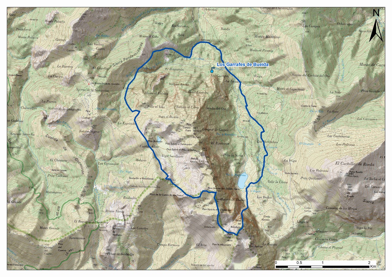 Mapa detalle Manantial de Los Garrafes de Bueida