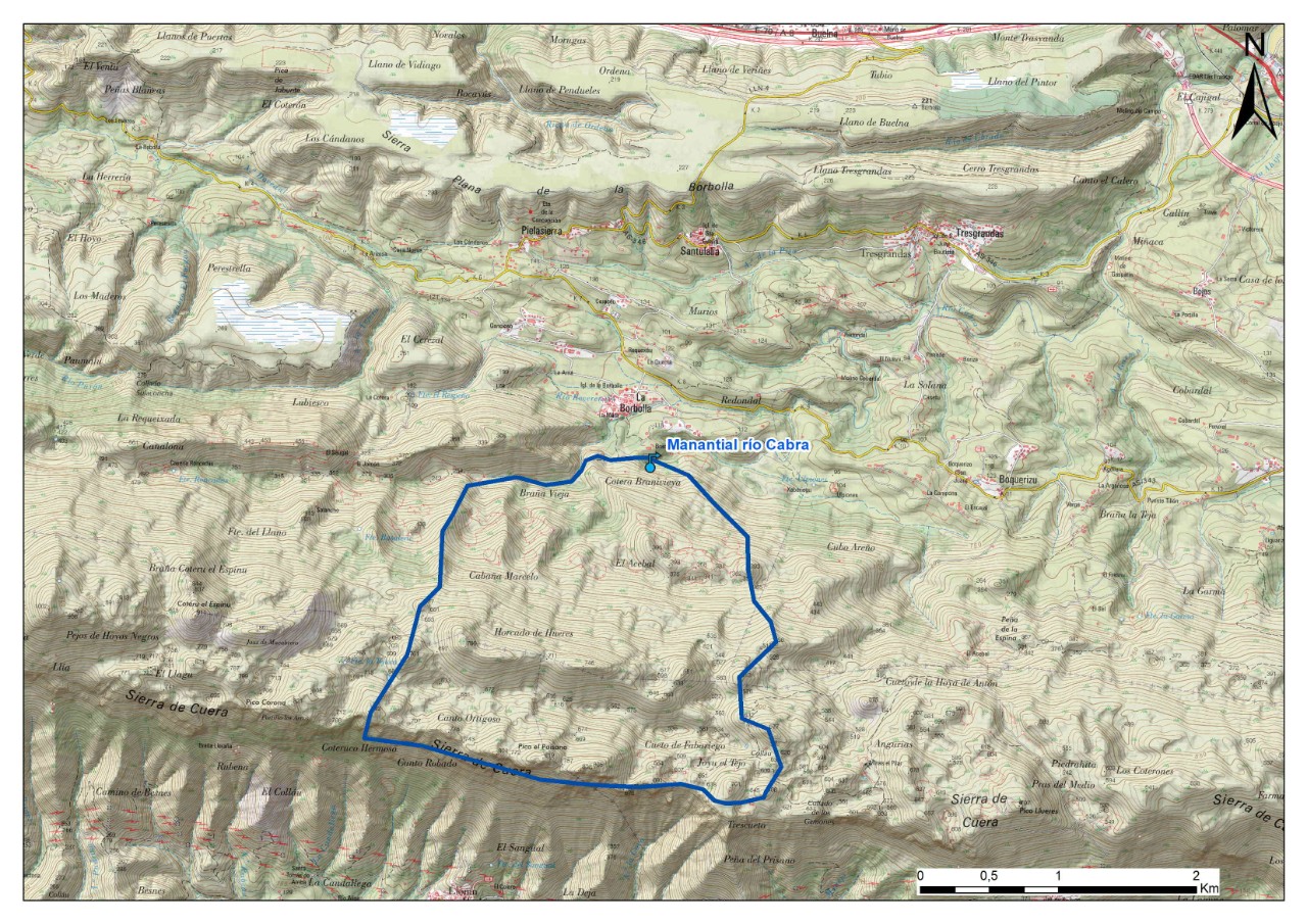 Mapa detalle Manantial del río Cabra