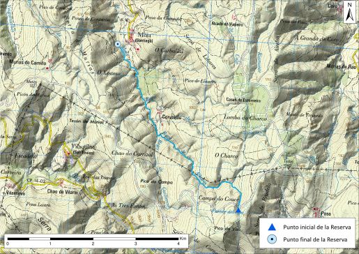 Mapa detalle Río Moia hasta la población de Moia