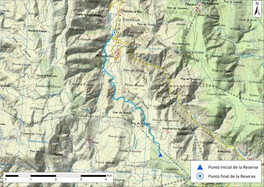 Mapa detalle Río de Murias hasta la junta con el río Balouta