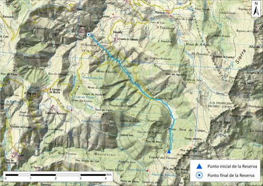 Mapa detalle Río de Ortigal hasta la junta con el río das Pontes