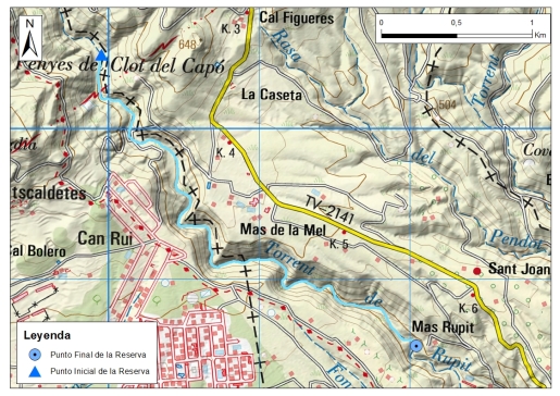 Mapa detalle Cabecera del Torrente de Rupit