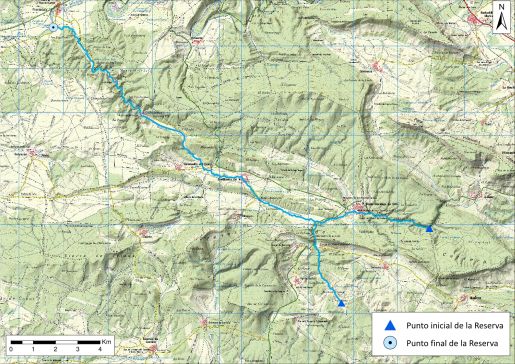 Mapa detalle Río Mataviejas, Desfiladeros de La Yecla y Peña Cervera