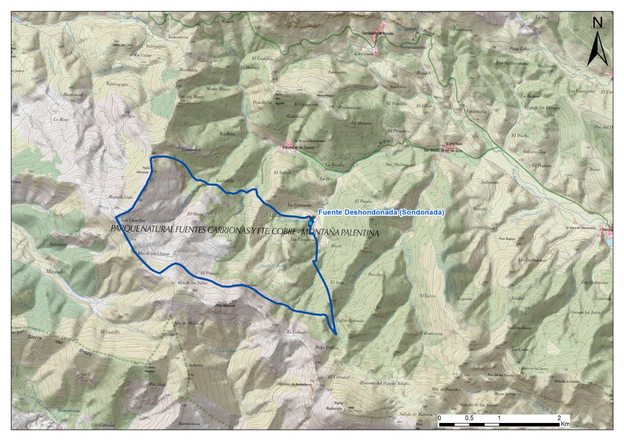 Mapa detalle Fuente Deshondonada (Sondonada)