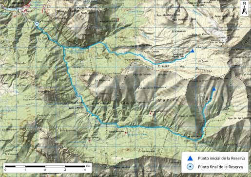 Mapa detalle Río Irués y afluente Garona en cabecera