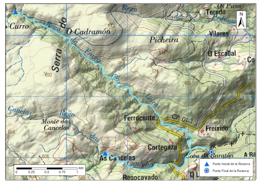 Detalle mapa Río Ouro. Zona: Rego das Cancelas