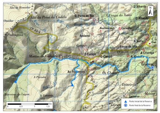 Detalle mapa Río Ouro. Zona: Rego da Furna