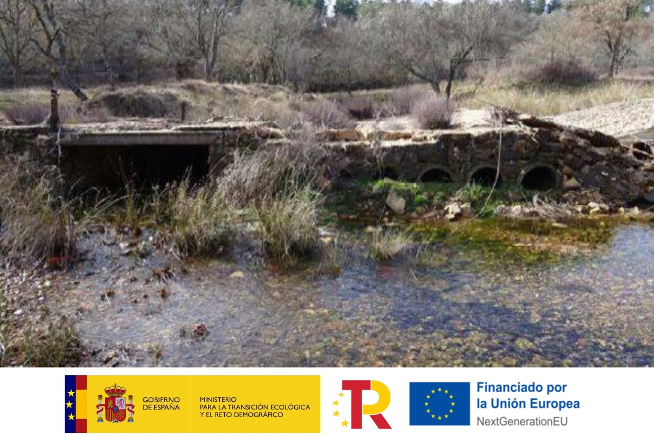 Detalle de un puente y paso entubado a demoler