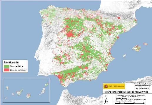 Mapa de zonas de protección de uso de fitosanitarios 