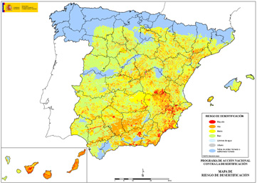 Mapa de riesgo de desertificación (PAND, diciembre de 2008)