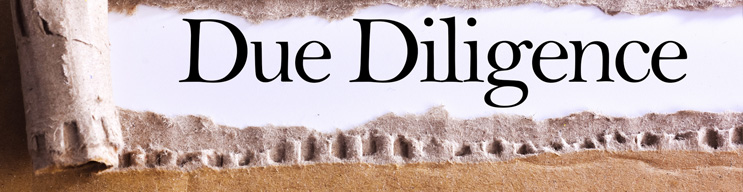 Torn paper box with word Due diligence