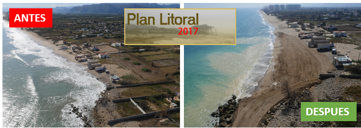 Selección de fotografías antes/después de actuaciones recogidas en el Plan Litoral 2017