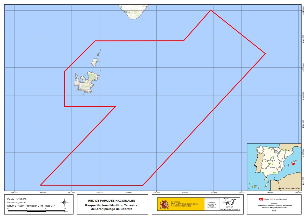 Mapa de localización del Archipiélago de Cabrera