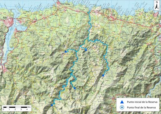 Mapa detalle Río Porcia desde su nacimiento hasta su desembocadura