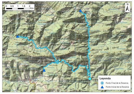 Mapa detalle Rieras de Beget y Sant Aniol 