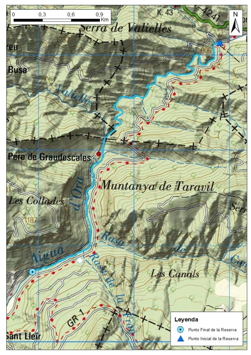 Mapa detalle Tramo Alto del Aigua d'Ora