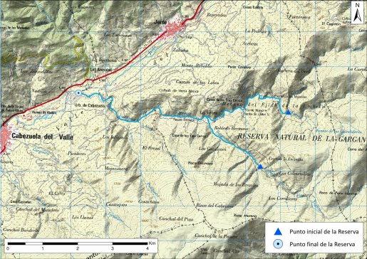 Mapa detalle garganta de los Infiernos