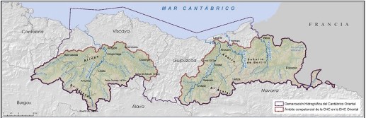 Mapa territorial de la Demarcación Hidrográfica del Cantábrico Oriental