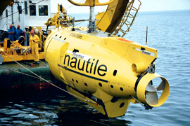 Imagen del sumergible Nautile utilizado en tares de limpieza submarina