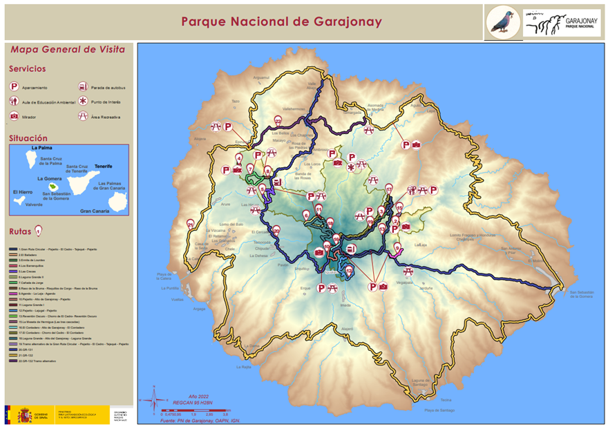 Mapa del Parque Nacional de Garajonay