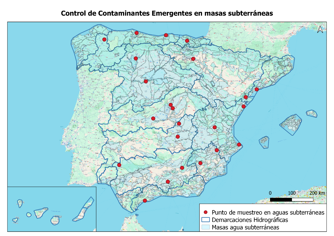 Mapa de puntos de muestreo en Aguas Subterráneas (Haga clic en la imagen para ampliar)