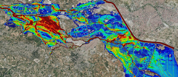 Extracto de modelación hidráulica provisional del evento del 29 de octubre de 2024 elaborado por el CEH-CEDEX