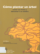 Sobre un fondo ocre la silueta de un árbol