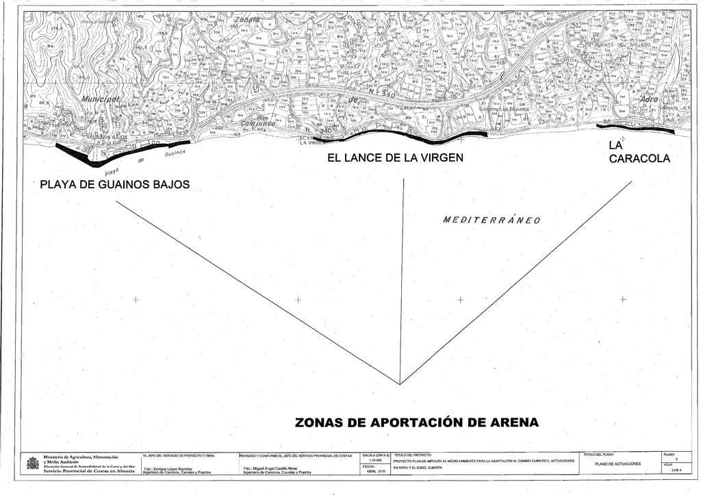 Localización de las obras en Adra - plano de detalle