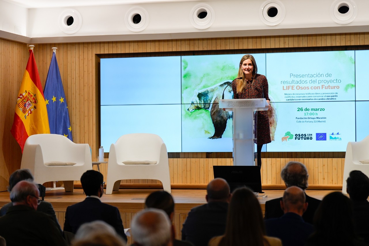Sara Aagesen en el evento de resultados del LIFE Osos con Futuro