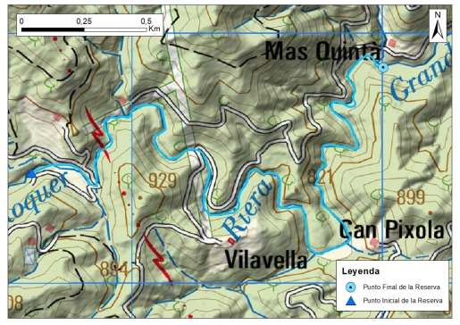 Mapa detalle Cabecera de la Riera de Osor 