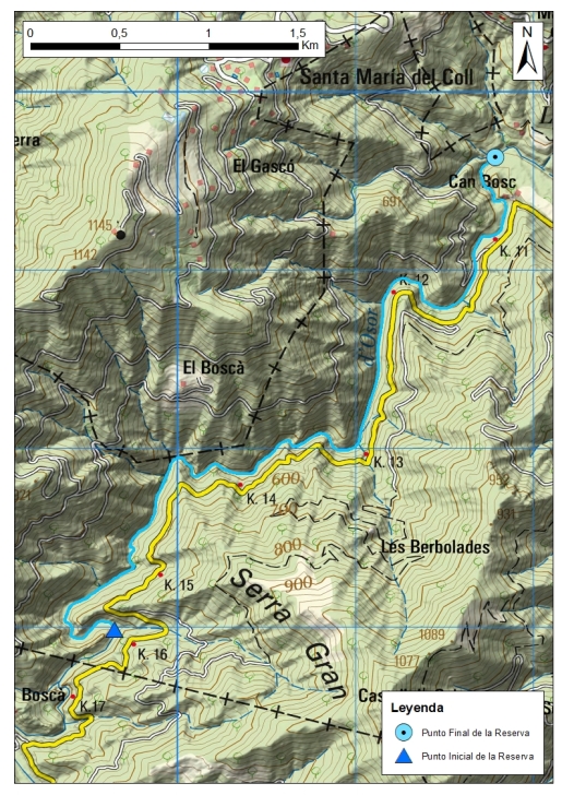 Mapa detalle Tramo Medio de la Riera de Osor 