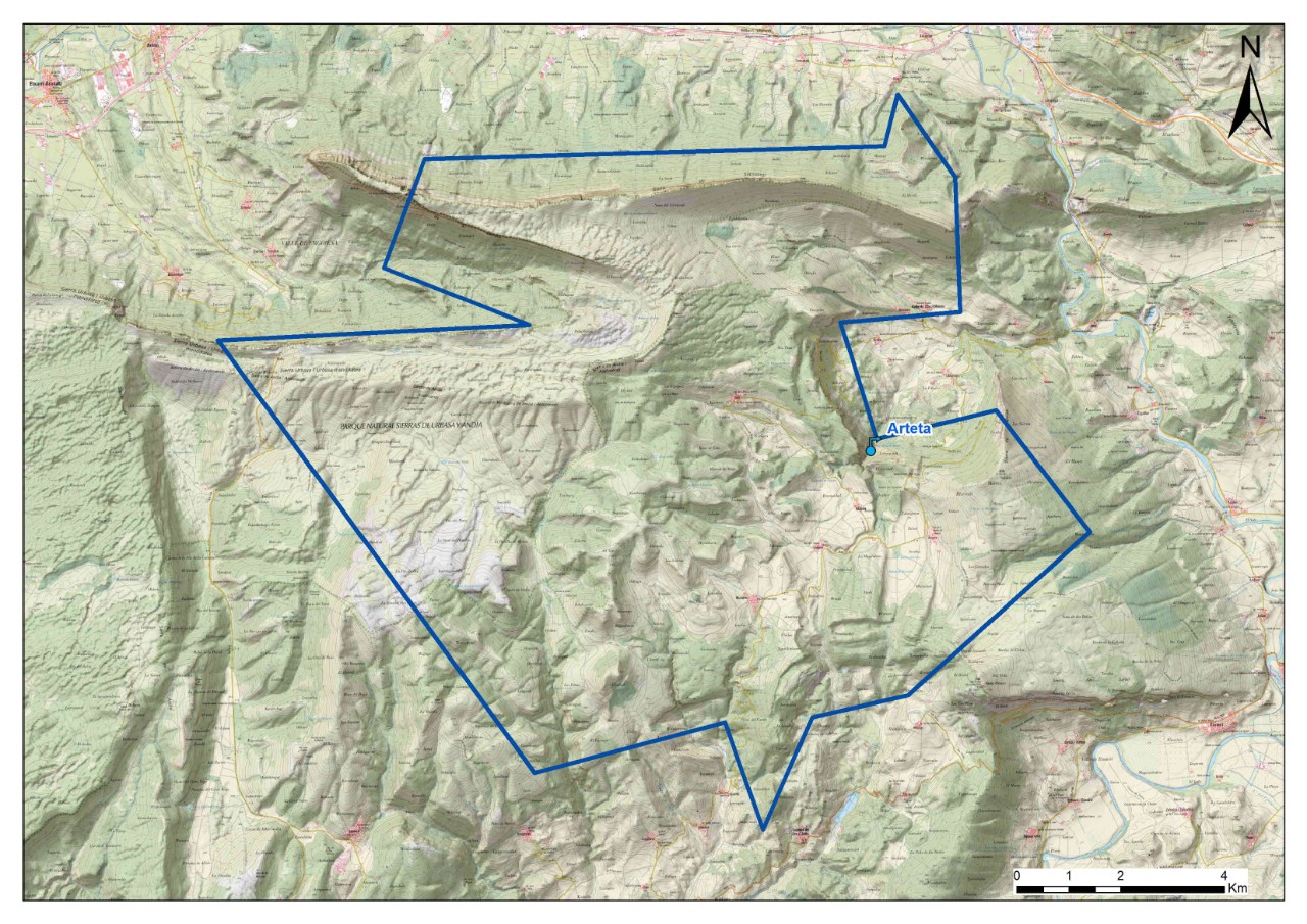 Mapa reserva Natural Subterránea de Arteta