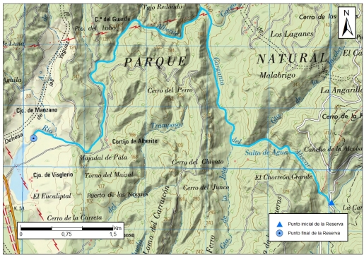 Mapa detalle Garganta del Aliscar 