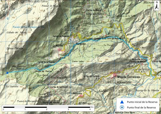 Mapa detalle Arroyo del Puerto (tributario por la izquierda del río Tus)