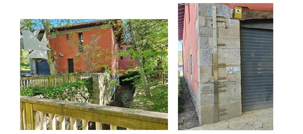 En la confluencia de los ríos Arga con el Ultzama en Villava, Pamplona, se sitúa el Molino de San Andrés, el cual conserva el registro de los últimos episodios de inundaciones mediante un poste metálico con las marcas (Fuente: FLOODUP)