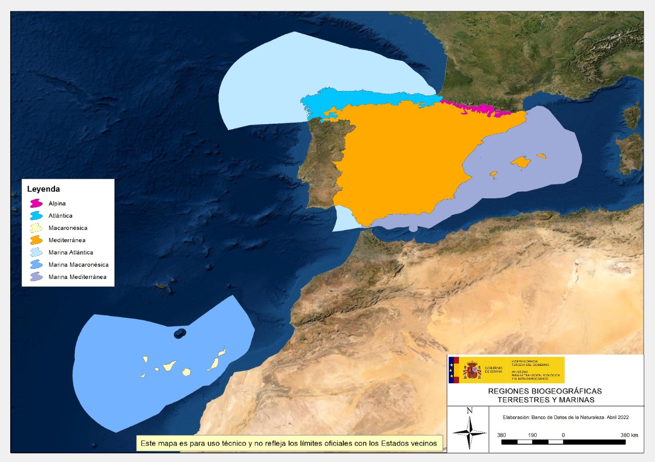 Mapa de Regiones Biogeográficas de España