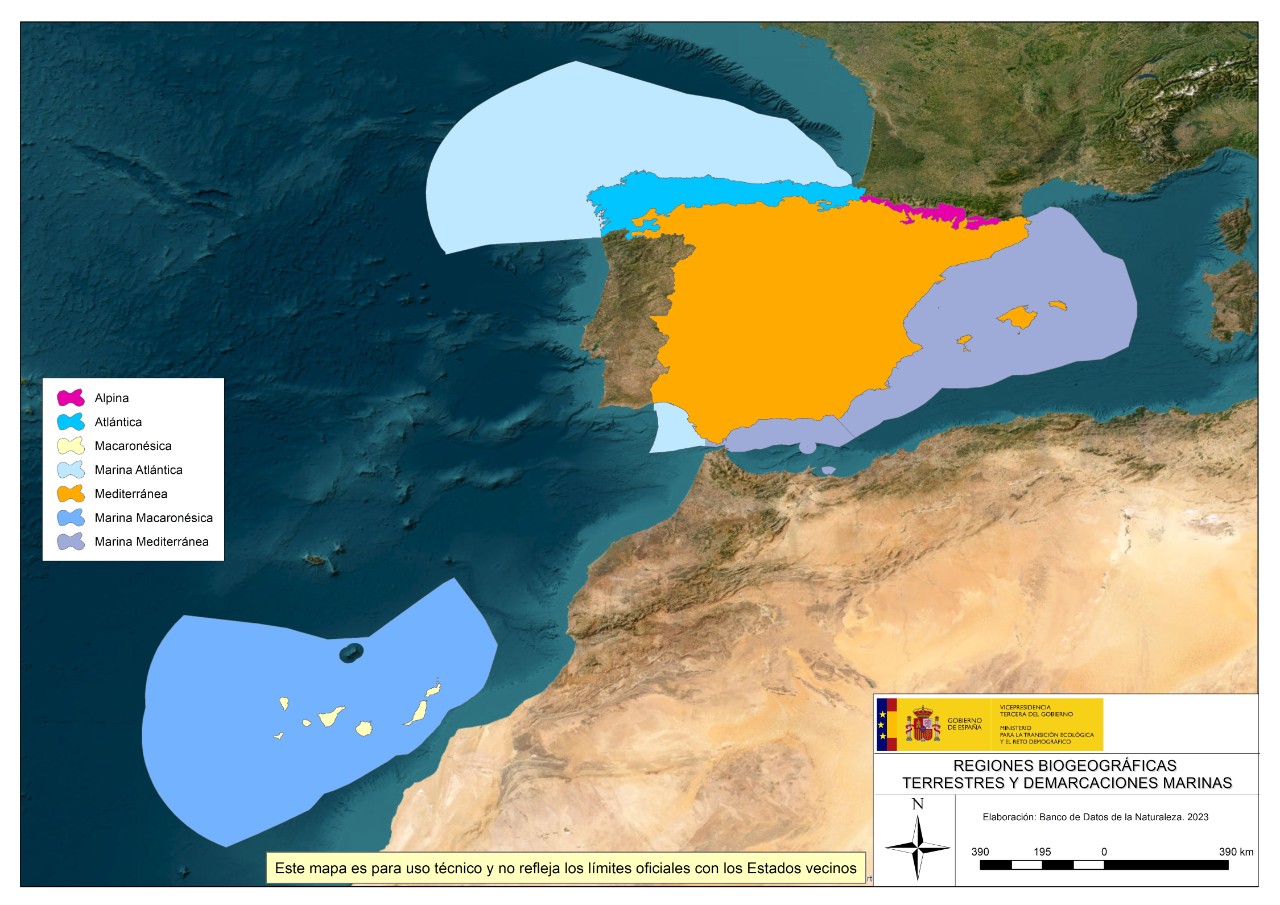 Mapa de Regiones Biogeográficas de España