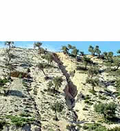 Paisaje erosionado por la acción del agua