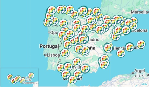 Mapa de centros participantes en RECIDA