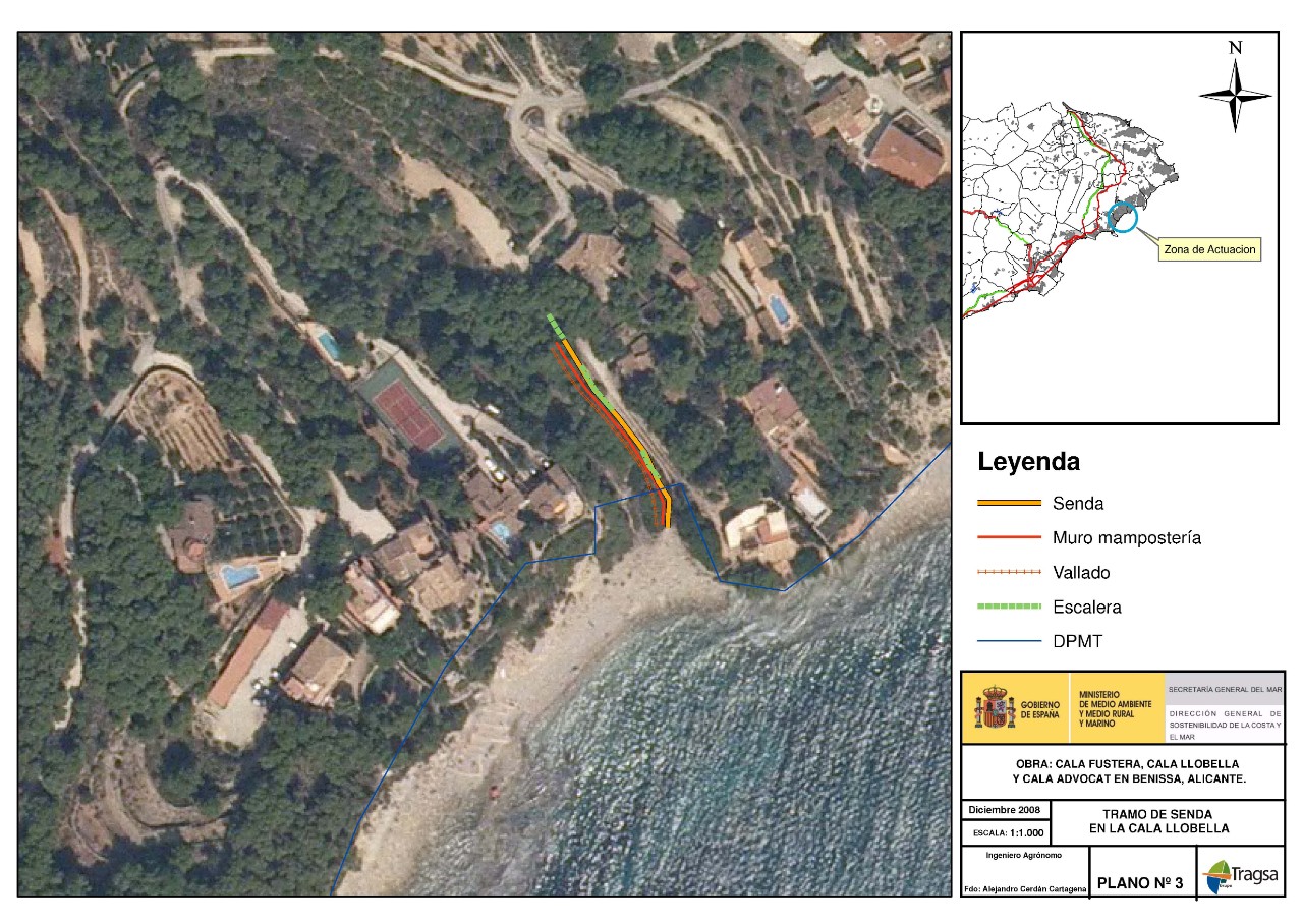 plano de la cala Llobella