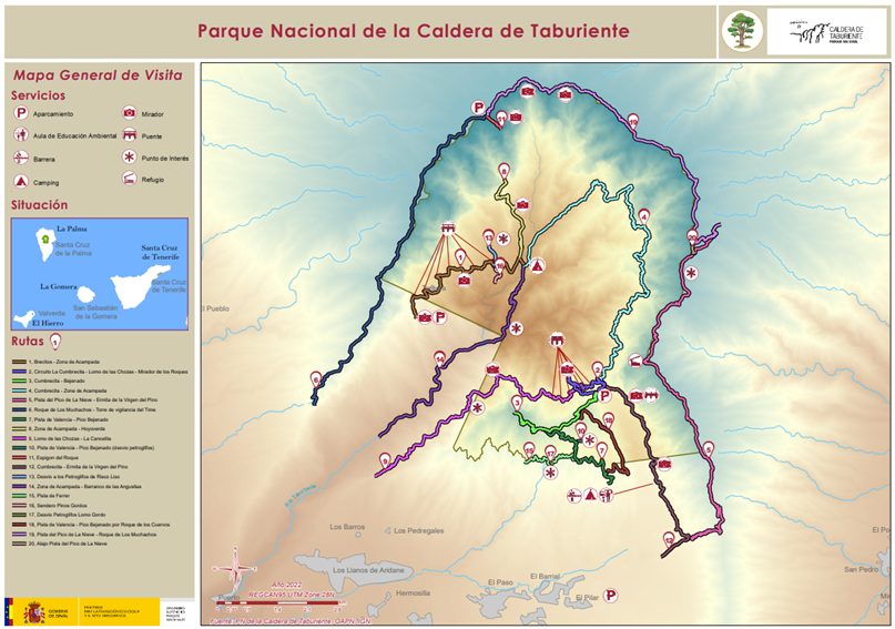 Mapa del Parque Nacional de la Caldera de Taburiente