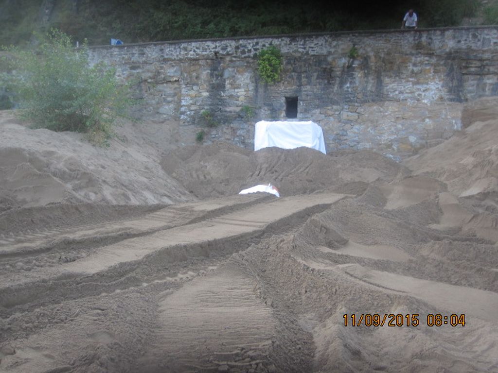 Plan PIMA Adapta – Proyecto de restauración de la duna de la playa de Santiago.(Drenaje transversal CN-634). Durante
