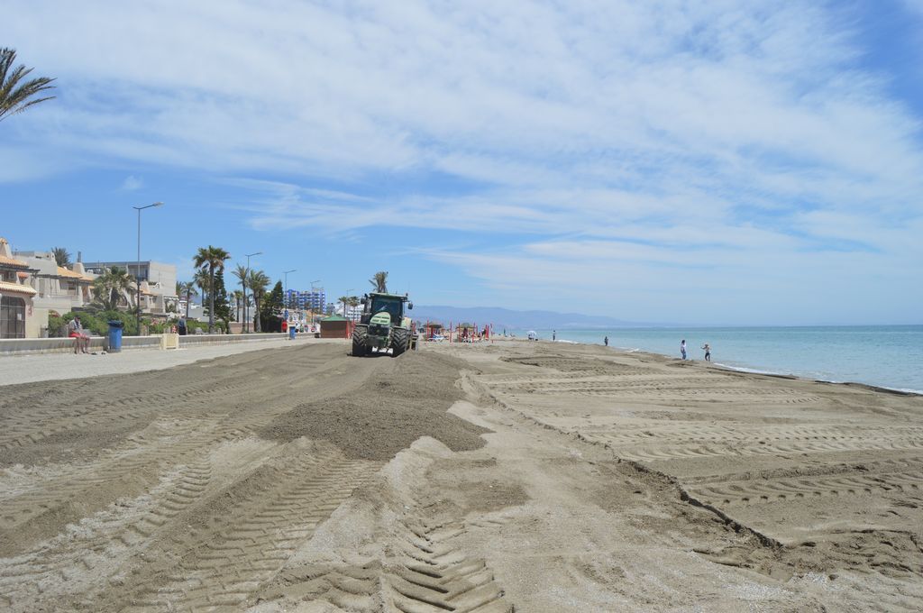 Playa de la Laja del Palo (Durante las obras)