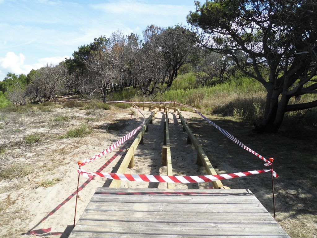 Playa de Río Sieira (próxima a Coviña). Instalación de pasarela de madera (Durante las obras)