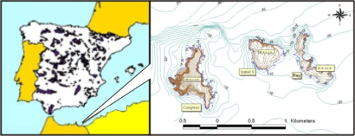 Mapa de localización del archipiélago de las Islas Chafarinas